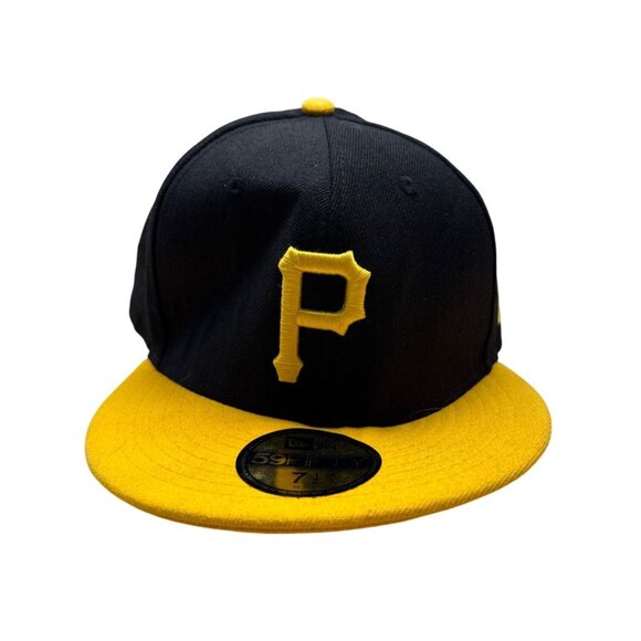 New Era Pittsburgh Pirates 59Fifty Fitted Cap Black & Yellow Size 7 1/2 MLB Hat - Picture 1 of 10
